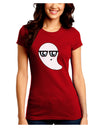 Cute Nerd Ghost Halloween Juniors Crew Dark T-Shirt-T-Shirts Juniors Tops-TooLoud-Red-Juniors Fitted Small-Davson Sales