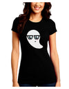 Cute Nerd Ghost Halloween Juniors Crew Dark T-Shirt-T-Shirts Juniors Tops-TooLoud-Black-Juniors Fitted Small-Davson Sales