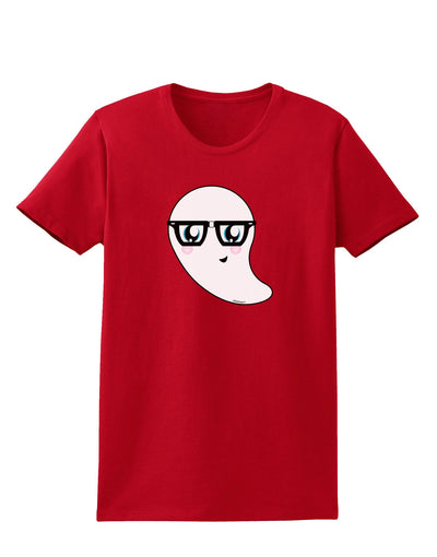 Cute Nerd Ghost Halloween Womens Dark T-Shirt-TooLoud-Red-X-Small-Davson Sales