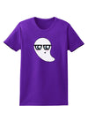 Cute Nerd Ghost Halloween Womens Dark T-Shirt-TooLoud-Purple-X-Small-Davson Sales