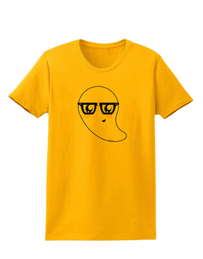 Cute Nerd Ghost Halloween Womens T-Shirt-Womens T-Shirt-TooLoud-Gold-X-Small-Davson Sales