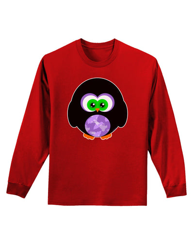 Cute Owl Halloween Adult Long Sleeve Dark T-Shirt-TooLoud-Red-Small-Davson Sales