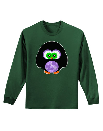 Cute Owl Halloween Adult Long Sleeve Dark T-Shirt-TooLoud-Dark-Green-Small-Davson Sales