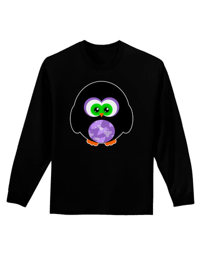 Cute Owl Halloween Adult Long Sleeve Dark T-Shirt-TooLoud-Black-Small-Davson Sales