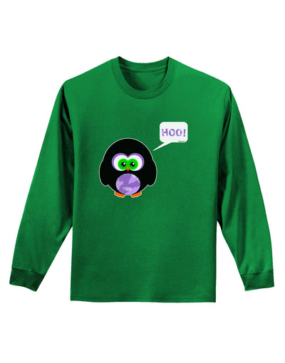 Cute Owl Halloween Hoo Adult Long Sleeve Dark T-Shirt-TooLoud-Kelly-Green-Small-Davson Sales