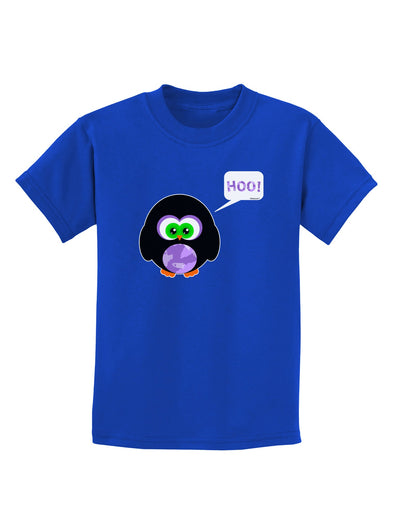 Cute Owl Halloween Hoo Childrens Dark T-Shirt-Childrens T-Shirt-TooLoud-Royal-Blue-X-Small-Davson Sales