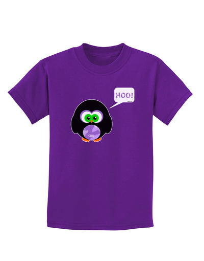 Cute Owl Halloween Hoo Childrens Dark T-Shirt-Childrens T-Shirt-TooLoud-Purple-X-Small-Davson Sales