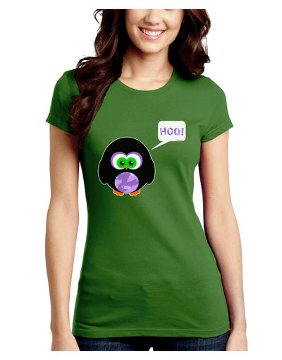 Cute Owl Halloween Hoo Juniors Crew Dark T-Shirt-T-Shirts Juniors Tops-TooLoud-Kiwi-Green-Juniors Fitted Small-Davson Sales