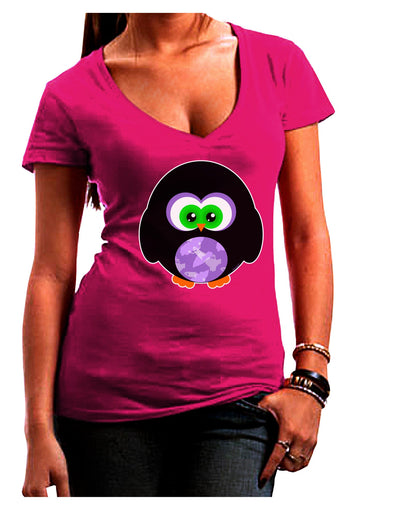 Cute Owl Halloween Juniors V-Neck Dark T-Shirt-Womens V-Neck T-Shirts-TooLoud-Hot-Pink-Juniors Fitted Small-Davson Sales