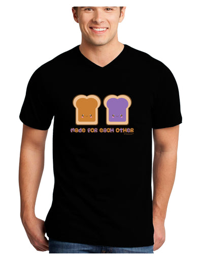 Cute PB and J Design - Made for Each Other Adult Dark V-Neck T-Shirt by TooLoud-Mens V-Neck T-Shirt-TooLoud-Black-Small-Davson Sales
