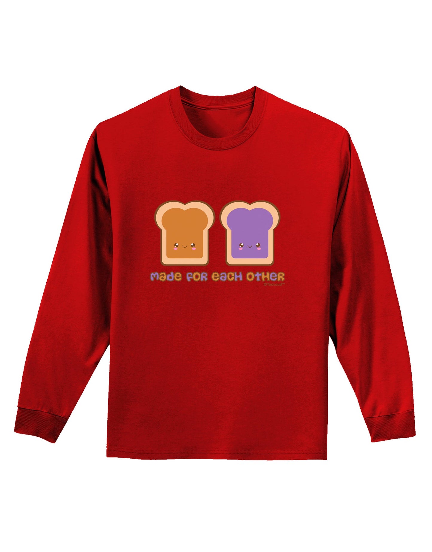 Cute PB and J Design - Made for Each Other Adult Long Sleeve Dark T-Shirt by TooLoud-TooLoud-Red-Small-Davson Sales