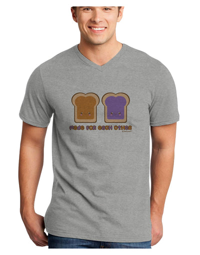 Cute PB and J Design - Made for Each Other Adult V-Neck T-shirt by TooLoud-Mens V-Neck T-Shirt-TooLoud-HeatherGray-Small-Davson Sales