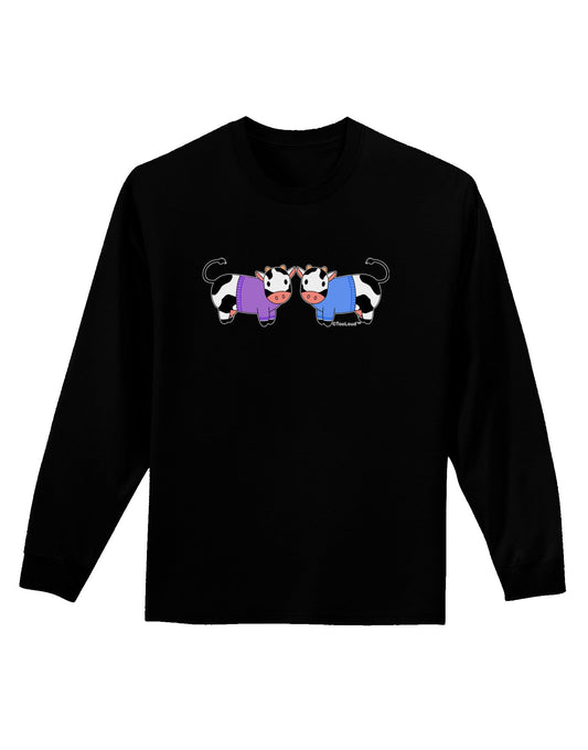 Cute Pair of Sweater Cows Adult Long Sleeve Dark T-Shirt-TooLoud-Black-Small-Davson Sales