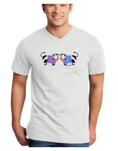 Cute Pair of Sweater Cows Adult V-Neck T-shirt-Mens V-Neck T-Shirt-TooLoud-White-Small-Davson Sales