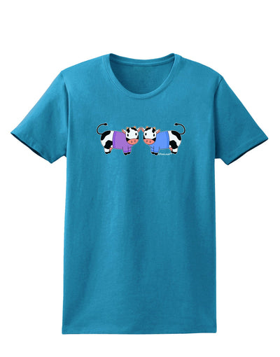 Cute Pair of Sweater Cows Womens Dark T-Shirt-TooLoud-Turquoise-X-Small-Davson Sales