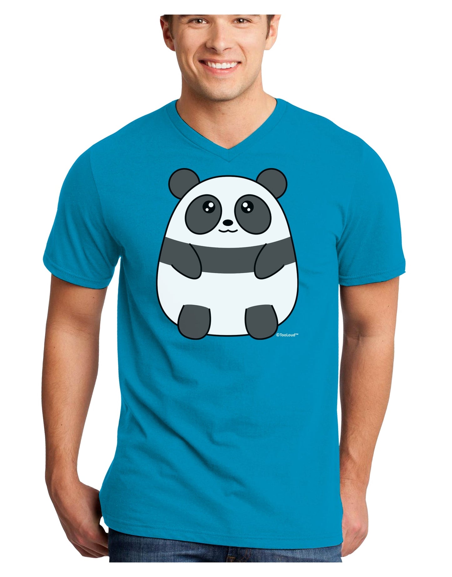 Cute Panda Bear Adult Dark V-Neck T-Shirt by TooLoud-Mens V-Neck T-Shirt-TooLoud-Turquoise-Small-Davson Sales
