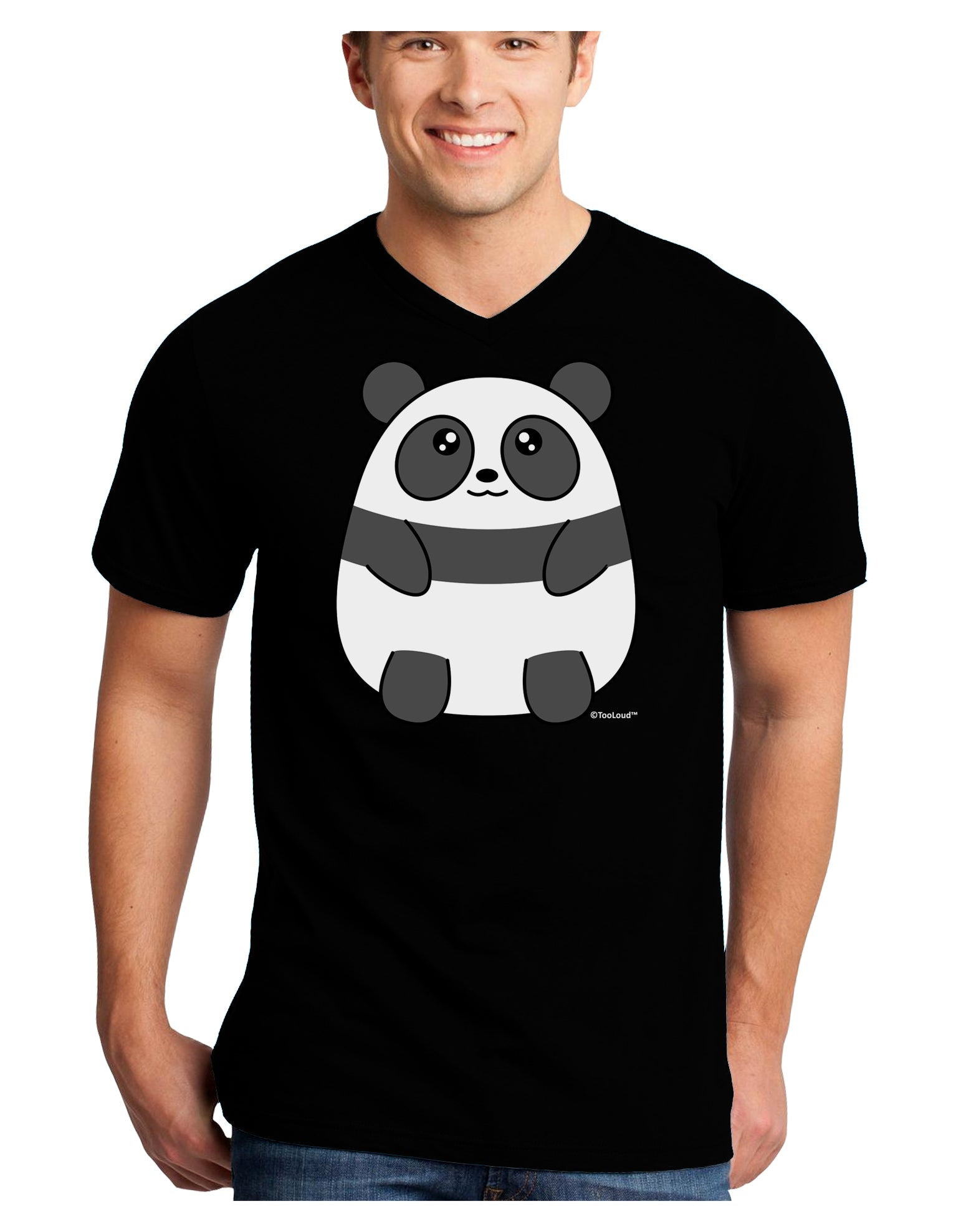 Cute Panda Bear Adult Dark V-Neck T-Shirt by TooLoud-Mens V-Neck T-Shirt-TooLoud-Black-Small-Davson Sales