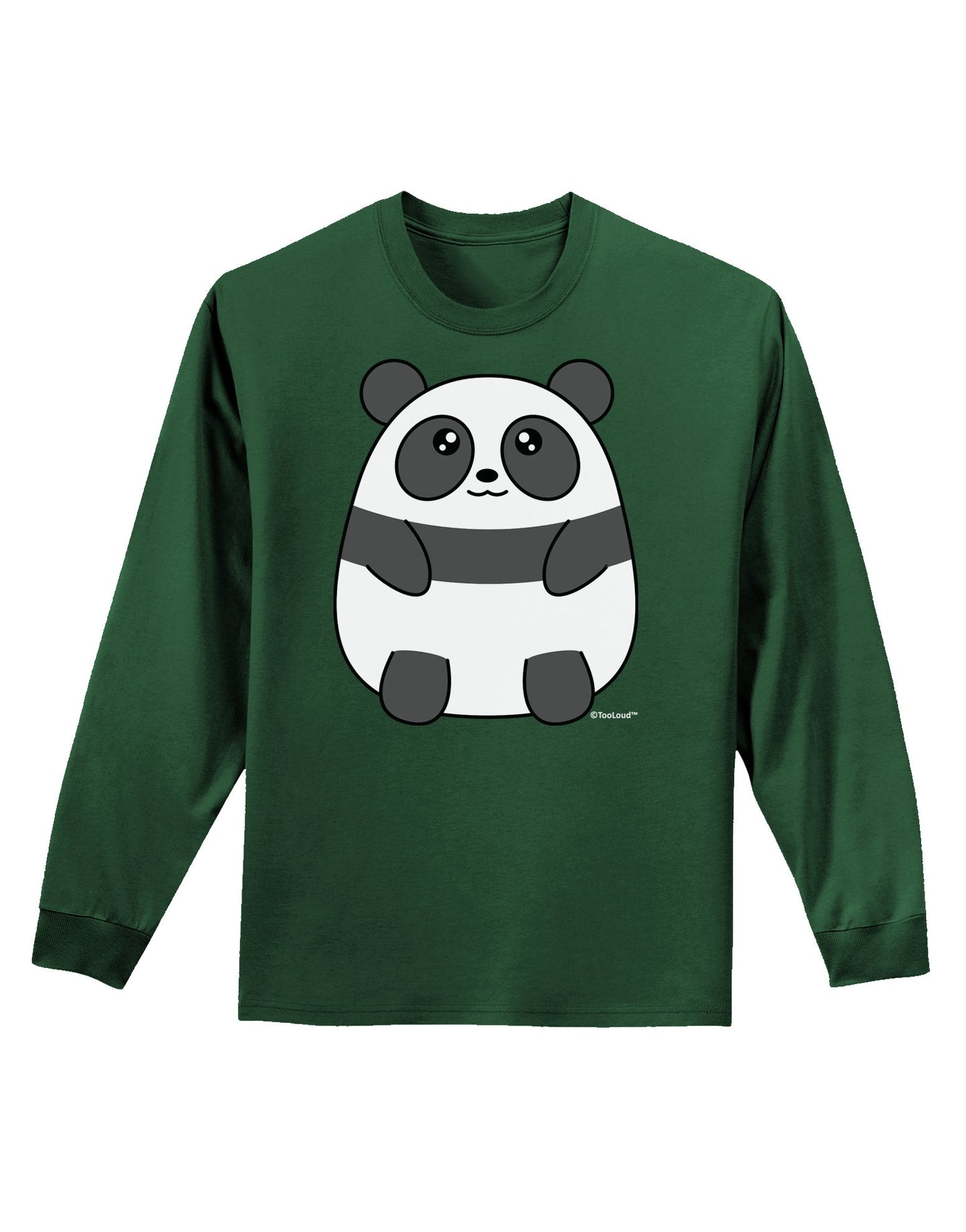 Cute Panda Bear Adult Long Sleeve Dark T-Shirt by TooLoud-TooLoud-Dark-Green-Small-Davson Sales