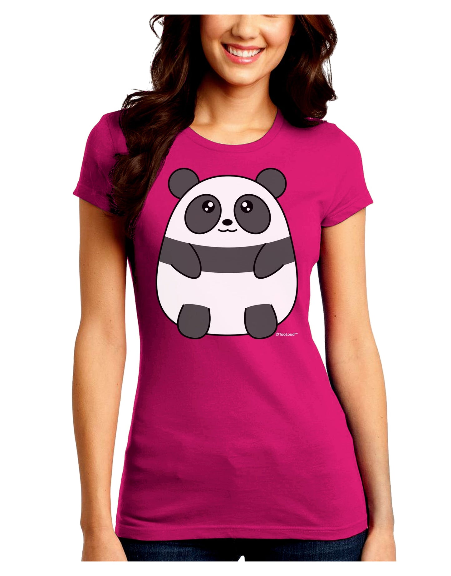 Cute Panda Bear Juniors Crew Dark T-Shirt by TooLoud-T-Shirts Juniors Tops-TooLoud-Hot-Pink-Juniors Fitted Small-Davson Sales