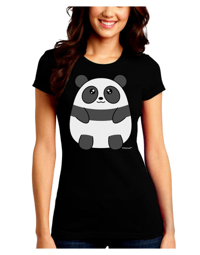 Cute Panda Bear Juniors Crew Dark T-Shirt by TooLoud-T-Shirts Juniors Tops-TooLoud-Black-Juniors Fitted Small-Davson Sales