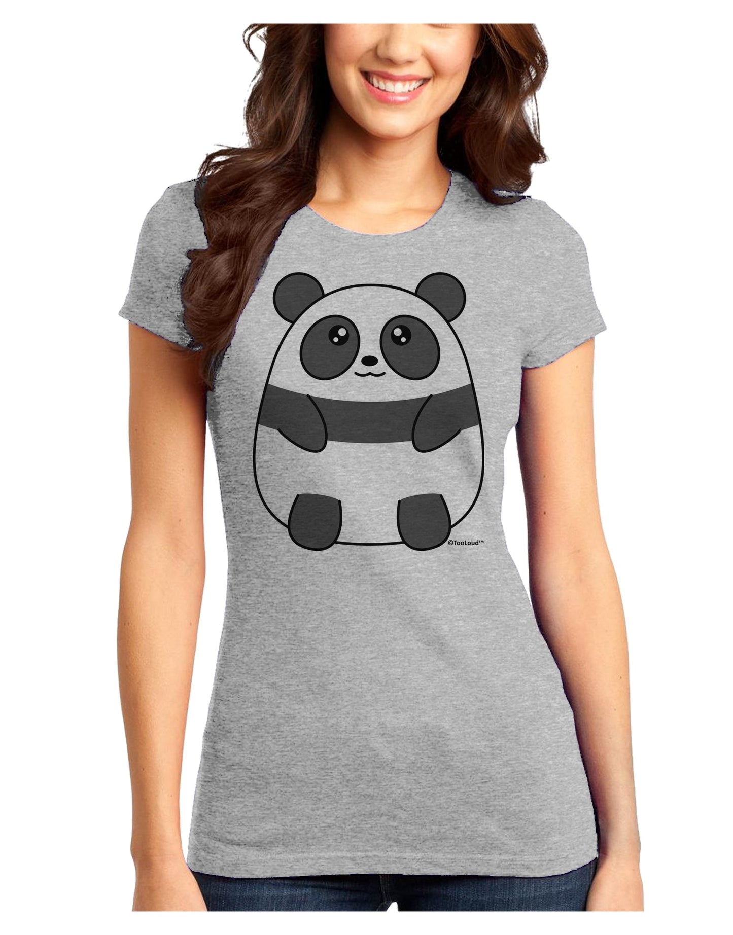 Cute Panda Bear Juniors T-Shirt by TooLoud-Womens Juniors T-Shirt-TooLoud-Ash-Gray-Juniors Fitted X-Small-Davson Sales
