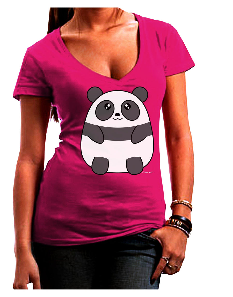 Cute Panda Bear Juniors V-Neck Dark T-Shirt by TooLoud-Womens V-Neck T-Shirts-TooLoud-Black-Juniors Fitted Small-Davson Sales