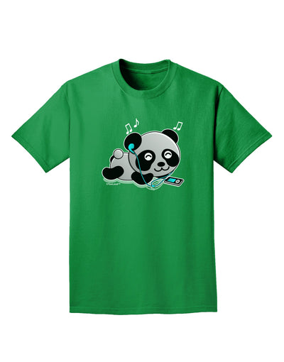 Cute Panda With Ear Buds Adult Dark T-Shirt-Mens T-Shirt-TooLoud-Kelly-Green-Small-Davson Sales