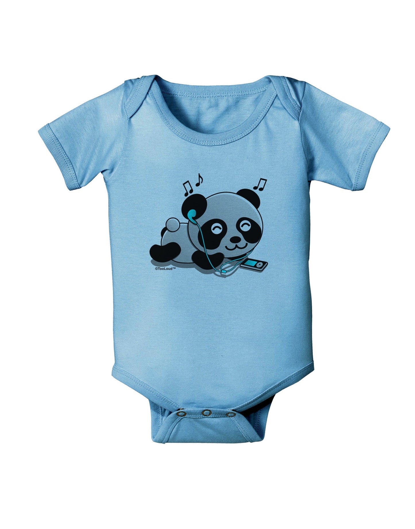 Cute Panda With Ear Buds Baby Romper Bodysuit-Baby Romper-TooLoud-LightBlue-06-Months-Davson Sales