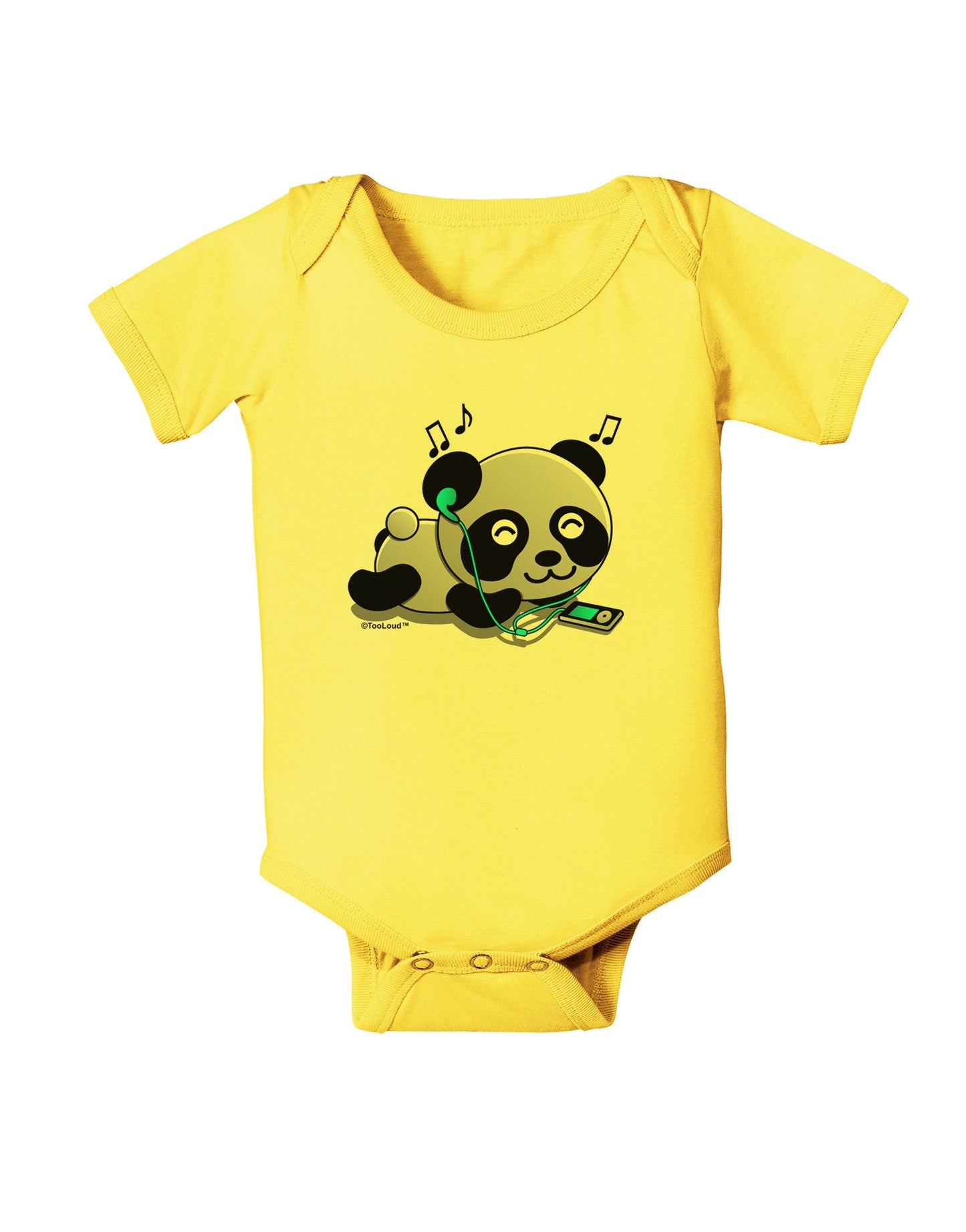 Cute Panda With Ear Buds Baby Romper Bodysuit-Baby Romper-TooLoud-Yellow-06-Months-Davson Sales