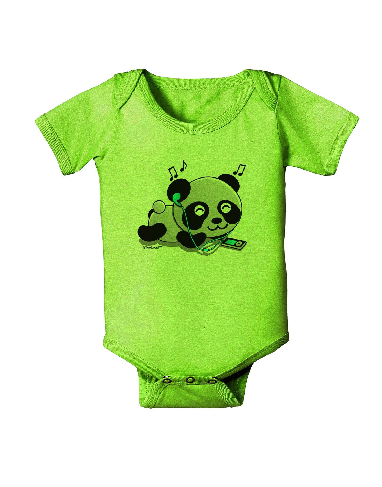 Cute Panda With Ear Buds Baby Romper Bodysuit-Baby Romper-TooLoud-Lime-06-Months-Davson Sales