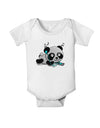 Cute Panda With Ear Buds Baby Romper Bodysuit-Baby Romper-TooLoud-White-06-Months-Davson Sales