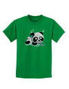 Cute Panda With Ear Buds Childrens Dark T-Shirt-Childrens T-Shirt-TooLoud-Kelly-Green-X-Small-Davson Sales