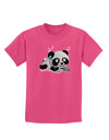 Cute Panda With Ear Buds Childrens Dark T-Shirt-Childrens T-Shirt-TooLoud-Sangria-X-Small-Davson Sales