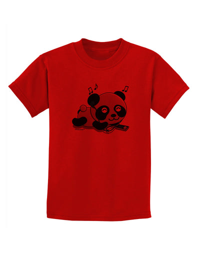 Cute Panda With Ear Buds Childrens T-Shirt-Childrens T-Shirt-TooLoud-Red-X-Small-Davson Sales