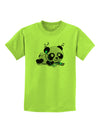 Cute Panda With Ear Buds Childrens T-Shirt-Childrens T-Shirt-TooLoud-Lime-Green-X-Small-Davson Sales