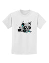 Cute Panda With Ear Buds Childrens T-Shirt-Childrens T-Shirt-TooLoud-White-X-Small-Davson Sales