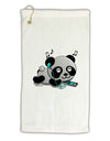 Cute Panda With Ear Buds Micro Terry Gromet Golf Towel 16 x 25 inch-Golf Towel-TooLoud-White-Davson Sales