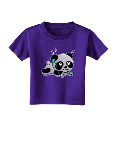 Cute Panda With Ear Buds Toddler T-Shirt Dark-Toddler T-Shirt-TooLoud-Purple-2T-Davson Sales