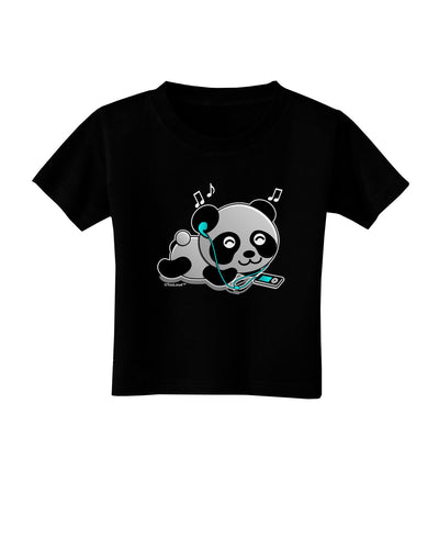 Cute Panda With Ear Buds Toddler T-Shirt Dark-Toddler T-Shirt-TooLoud-Black-2T-Davson Sales