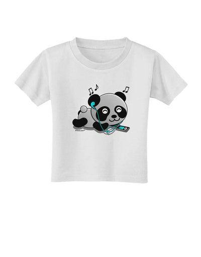 Cute Panda With Ear Buds Toddler T-Shirt-Toddler T-Shirt-TooLoud-White-2T-Davson Sales