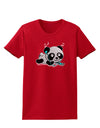 Cute Panda With Ear Buds Womens Dark T-Shirt-TooLoud-Red-X-Small-Davson Sales