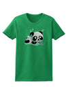 Cute Panda With Ear Buds Womens Dark T-Shirt-TooLoud-Kelly-Green-X-Small-Davson Sales