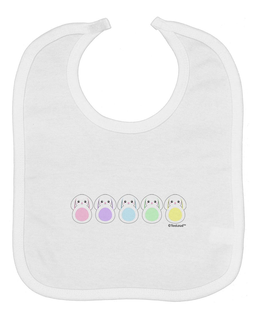 Cute Pastel Bunnies Baby Bib by TooLoud