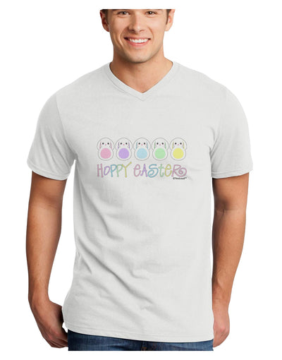 Cute Pastel Bunnies - Hoppy Easter Adult V-Neck T-shirt by TooLoud-Mens V-Neck T-Shirt-TooLoud-White-Small-Davson Sales