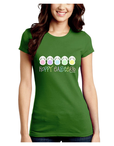 Cute Pastel Bunnies - Hoppy Easter Juniors Crew Dark T-Shirt by TooLoud-T-Shirts Juniors Tops-TooLoud-Kiwi-Green-Juniors Fitted X-Small-Davson Sales