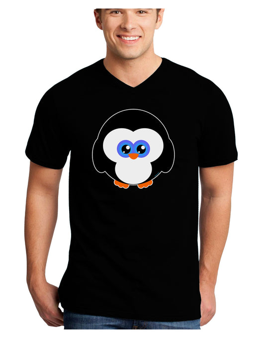 Cute Penguin Christmas Adult Dark V-Neck T-Shirt-TooLoud-Black-Small-Davson Sales