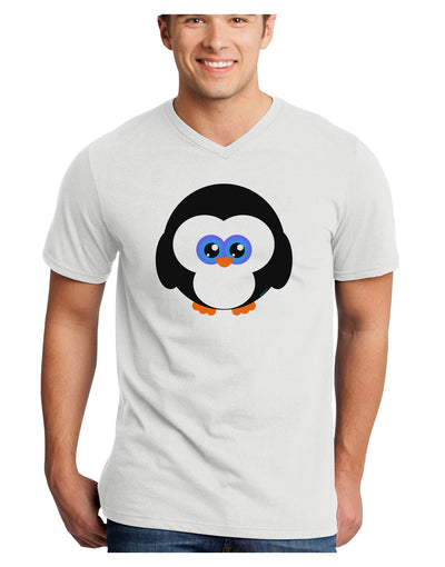 Cute Penguin Christmas Adult V-Neck T-shirt-Mens V-Neck T-Shirt-TooLoud-White-Small-Davson Sales