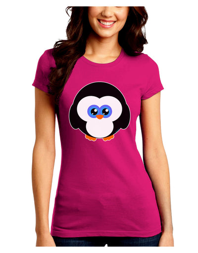 Cute Penguin Christmas Juniors Crew Dark T-Shirt-T-Shirts Juniors Tops-TooLoud-Hot-Pink-Juniors Fitted Small-Davson Sales