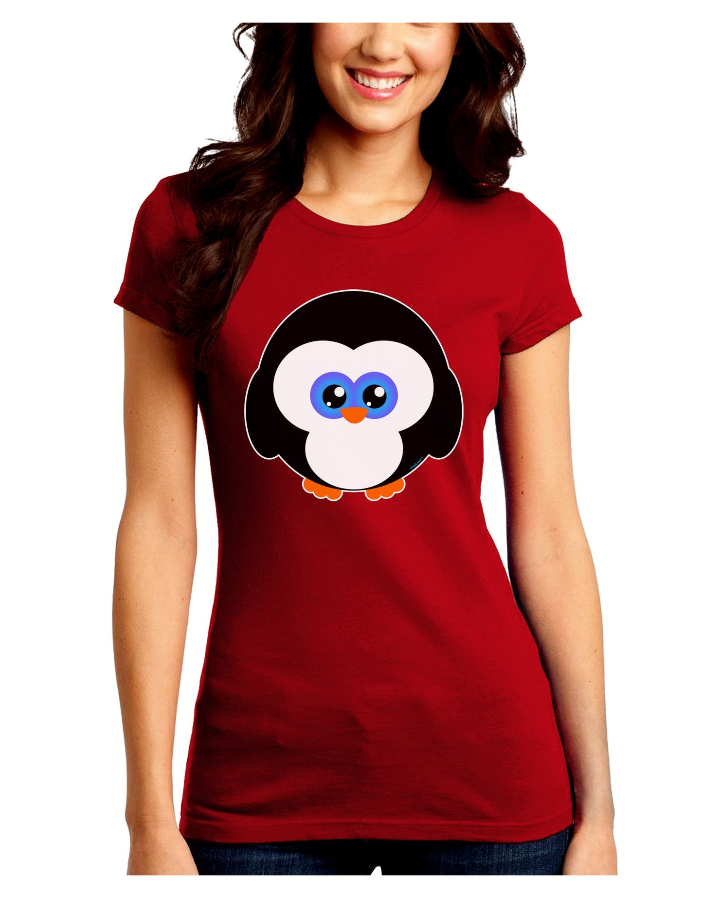 Cute Penguin Christmas Juniors Crew Dark T-Shirt-T-Shirts Juniors Tops-TooLoud-Red-Juniors Fitted Small-Davson Sales