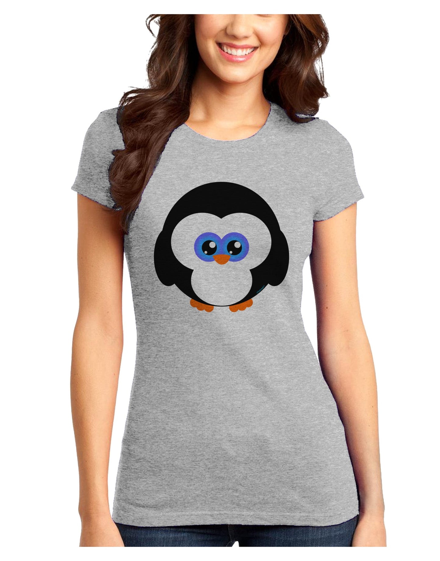 Cute Penguin Christmas Juniors T-Shirt-Womens Juniors T-Shirt-TooLoud-Ash-Gray-Juniors Fitted XS-Davson Sales